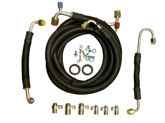 Jack Spania Racing B Series AC line tuck kit with condenser installed in Honda Civic Si and Acura Integra DC2 engine bay.