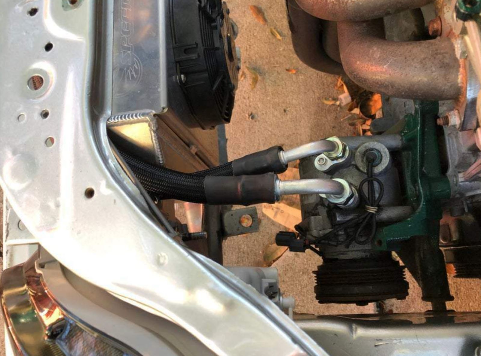 Honda Civic Si EK EG B Series AC fittings adapters for air conditioning line, engine parts by Jack Spania Racing.