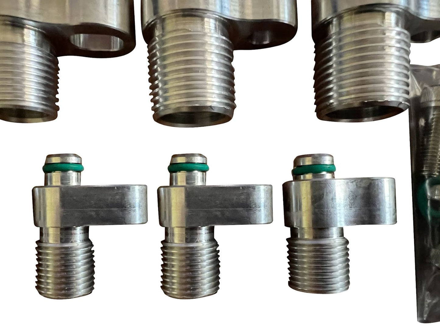 Jack Spania Racing B Series AC fittings and adapters for Honda Civic Si EK EG air conditioning line engine parts.