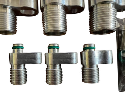 Jack Spania Racing B Series AC fittings and adapters for Honda Civic Si EK EG air conditioning line engine parts.