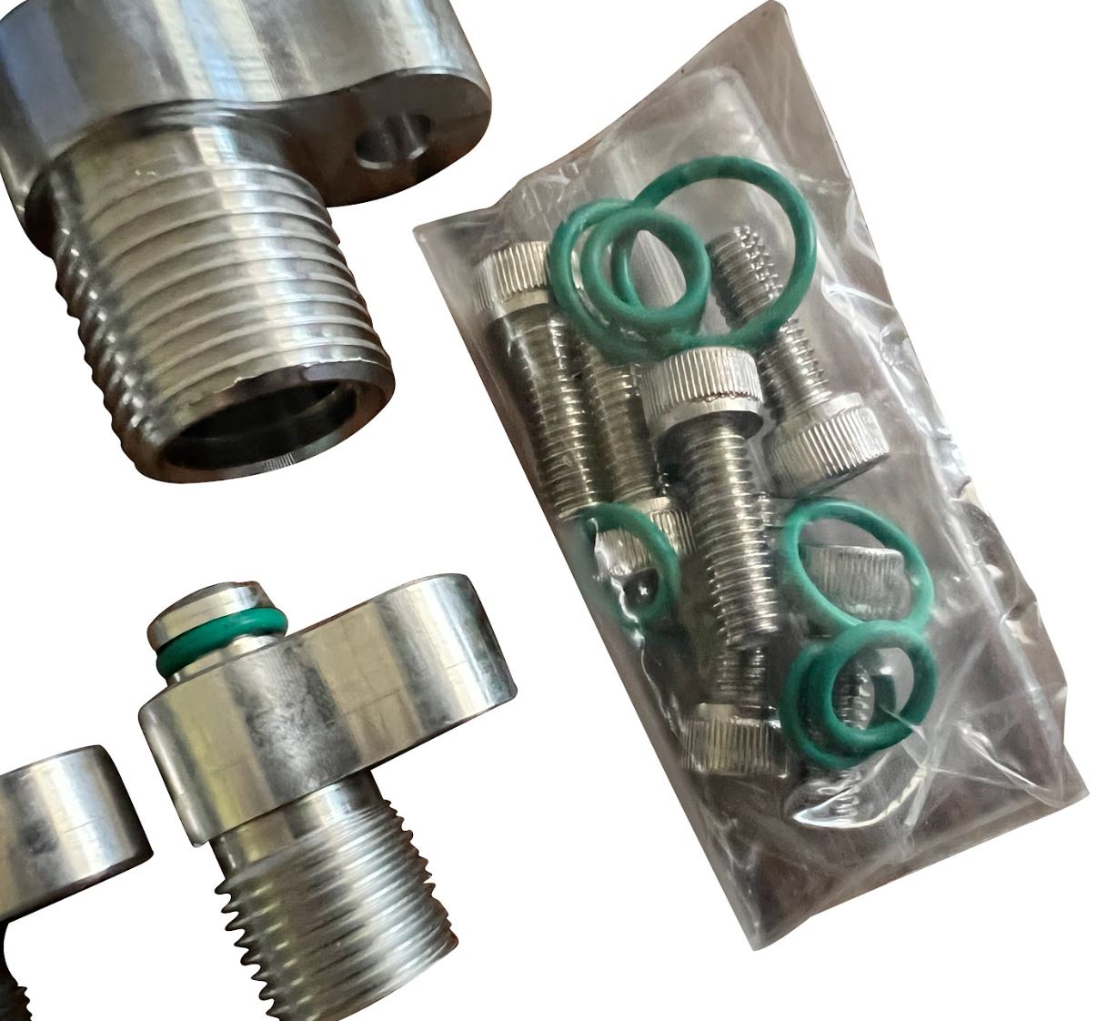 Honda Civic Si EK EG B Series AC fittings adapters for air conditioning system by Jack Spania Racing, engine parts.