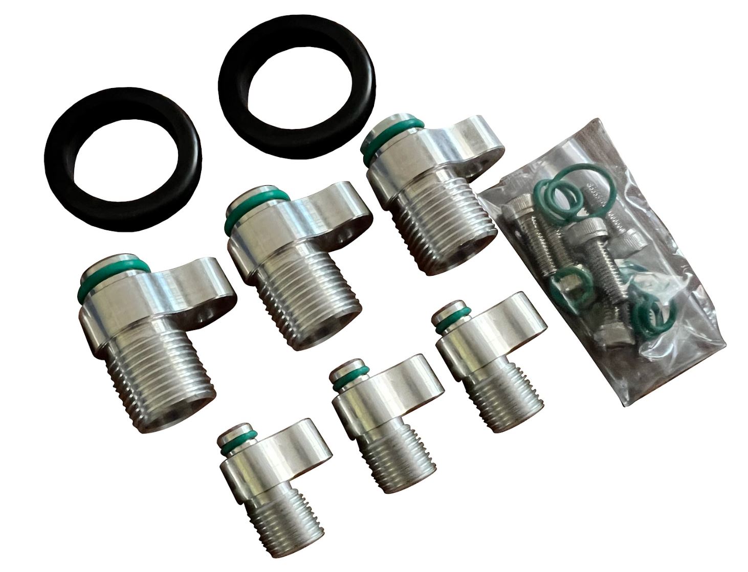 Honda Civic Acura B Series AC fittings adapters line for air conditioning, compatible with EK and EG models, by Jack Spania Racing.