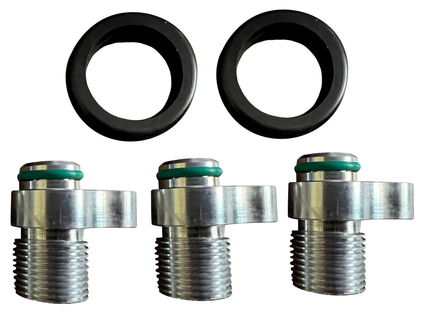 Jack Spania Racing B Series AC fittings and adapters for Honda Civic Si EK EG air conditioning engine line, automotive engine parts.
