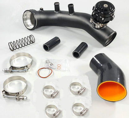 BMW N54 charge pipe kit with 50mm blow-off valve for E84, E90, E92, E93 135i, 335i, and 335xi engine models by Jack Spania Racing