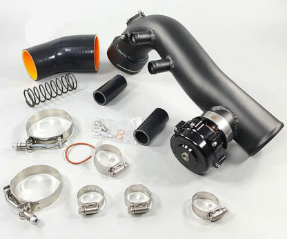 BMW N54 charge pipe kit with 50mm blow off valve, engine parts for 135i, 335i, and 335xi models, by Jack Spania Racing