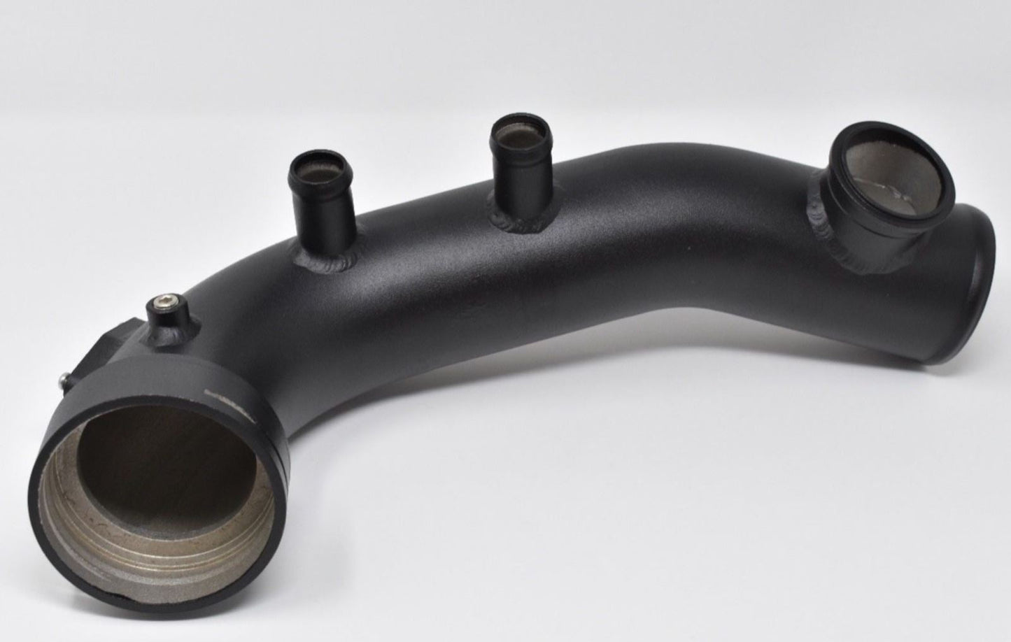 BMW N54 charge pipe kit with 50mm blow-off valve, installed in engine bay on E90 335i, by Jack Spania Racing.
