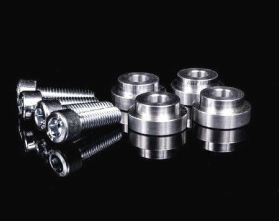 Solid aluminum shifter box plate base bushings for 2006-2011 Honda Civic Si 8th Gen manual transmission by Jack Spania Racing.