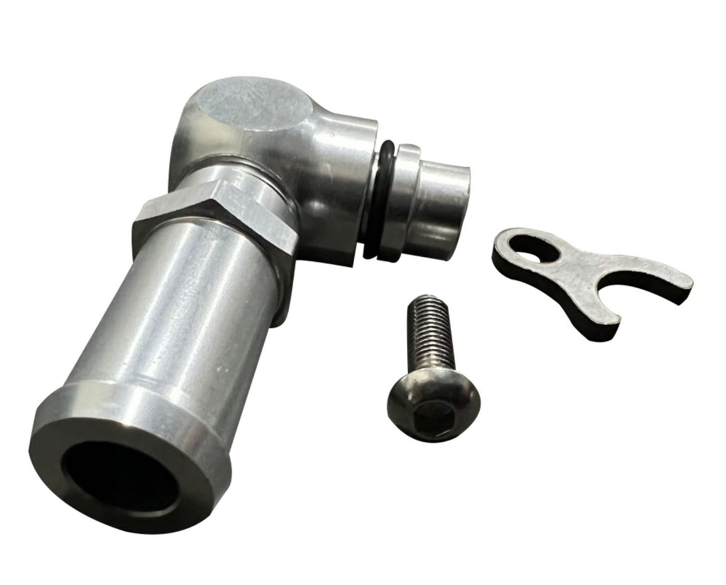 Jack Spania Racing K Series K20 K24 RSX power steering pump inlet fitting for K swap, low pressure, suspension parts.