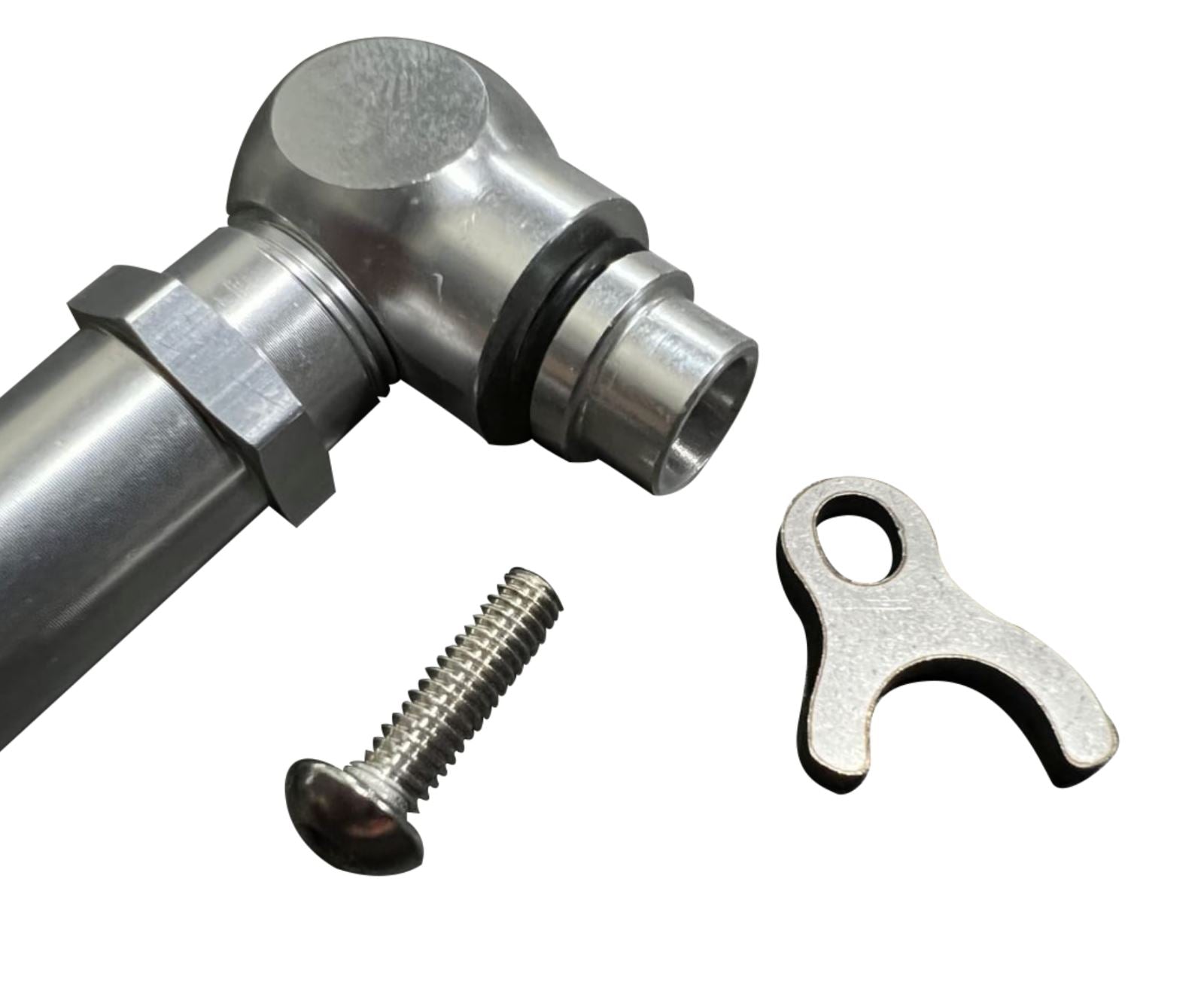 Jack Spania Racing power steering pump inlet fitting for K Series K20 K24 RSX, low pressure, compatible with K swap suspension parts.
