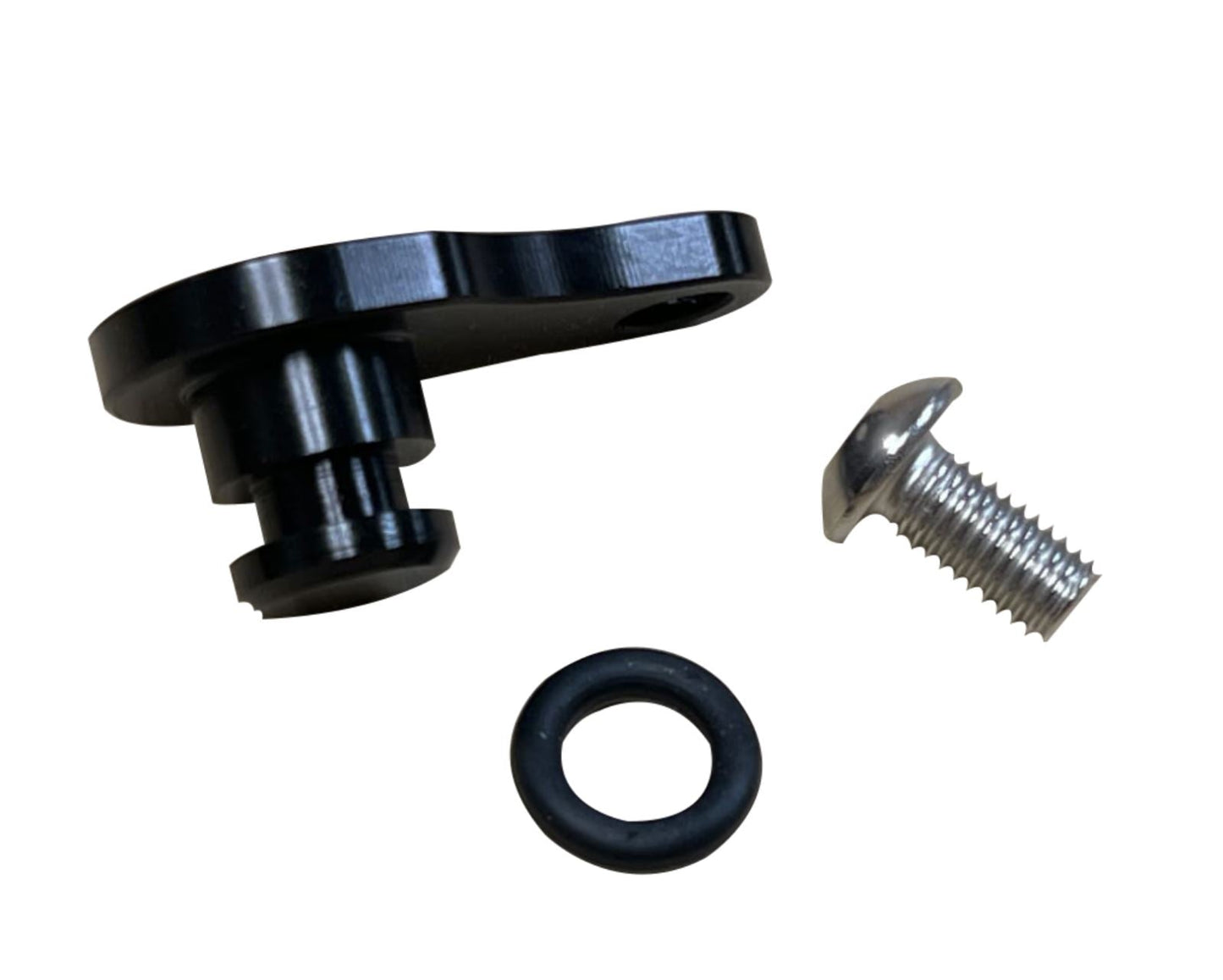 Jack Spania Racing intake map port plug installed on a Honda Acura RSX K20 engine, close-up view of the engine part.