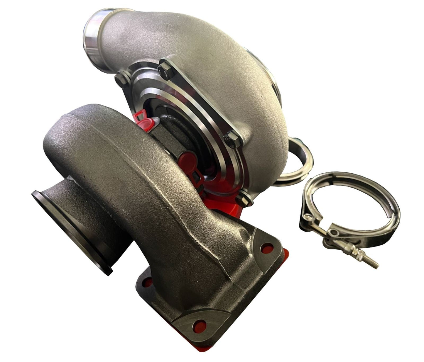 Jack Spania Racing GT3584RS billet wheel turbo with T3/T4 V-band turbine housing, .82 A/R, anti-surge, engine parts for high performance.