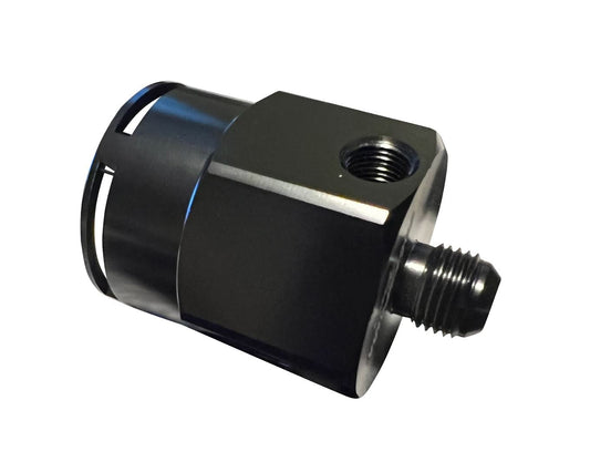 VW Audi 1.8T fuel pressure regulator FPR housing adapter for remote mount, compatible with Golf and Jetta, by Jack Spania Racing.