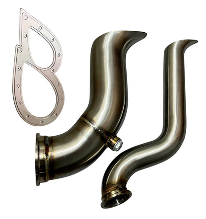 Jack Spania Racing B H D Series tear drop hood exit up pipe dump tube for top mount turbo manifold engine part