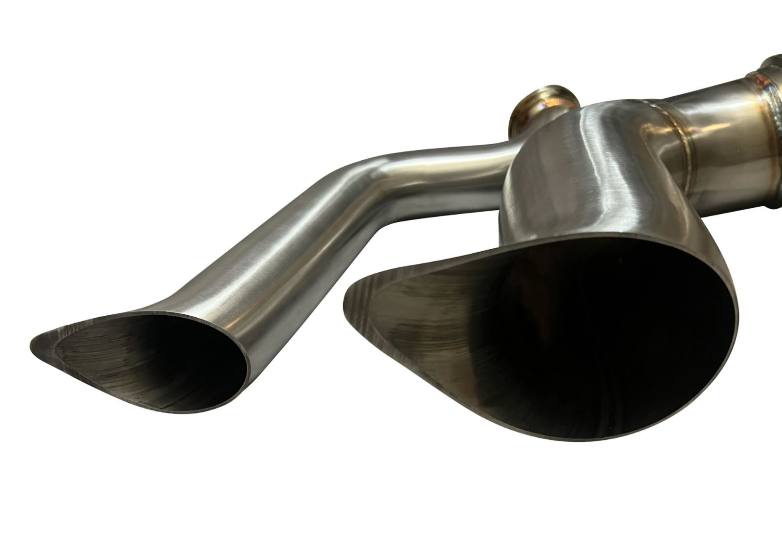 Jack Spania Racing BHD Series tear drop hood exit up pipe dump tube for top mount turbo engine with hood guard.