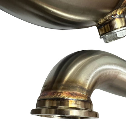 Jack Spania Racing BHD Series tear drop hood exit up pipe dump tube for top mount turbo manifold engine part
