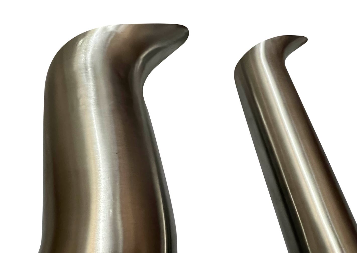 Jack Spania Racing BHD Series tear drop hood exit up pipe dump tube for top mount turbo engine upgrade, shown on engine.