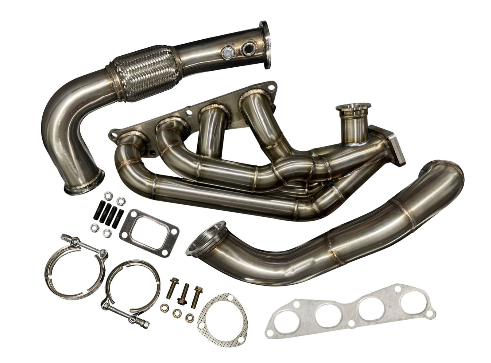 Jack Spania Racing K Series Sidewinder manifold for K20, K24, T3/T4 turbo, compatible with Honda Civic, Integra, CRX, EG, EK.