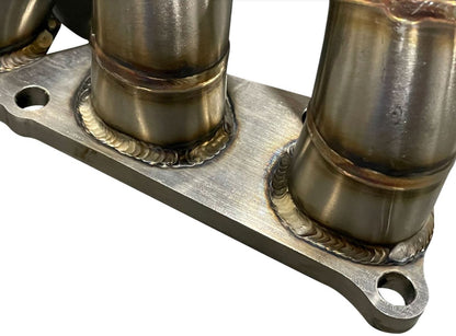 Jack Spania Racing K Series Sidewinder Manifold for K20, K24, T3, T4 turbo, fits Honda Civic, Integra, CRX, and EG EK models.