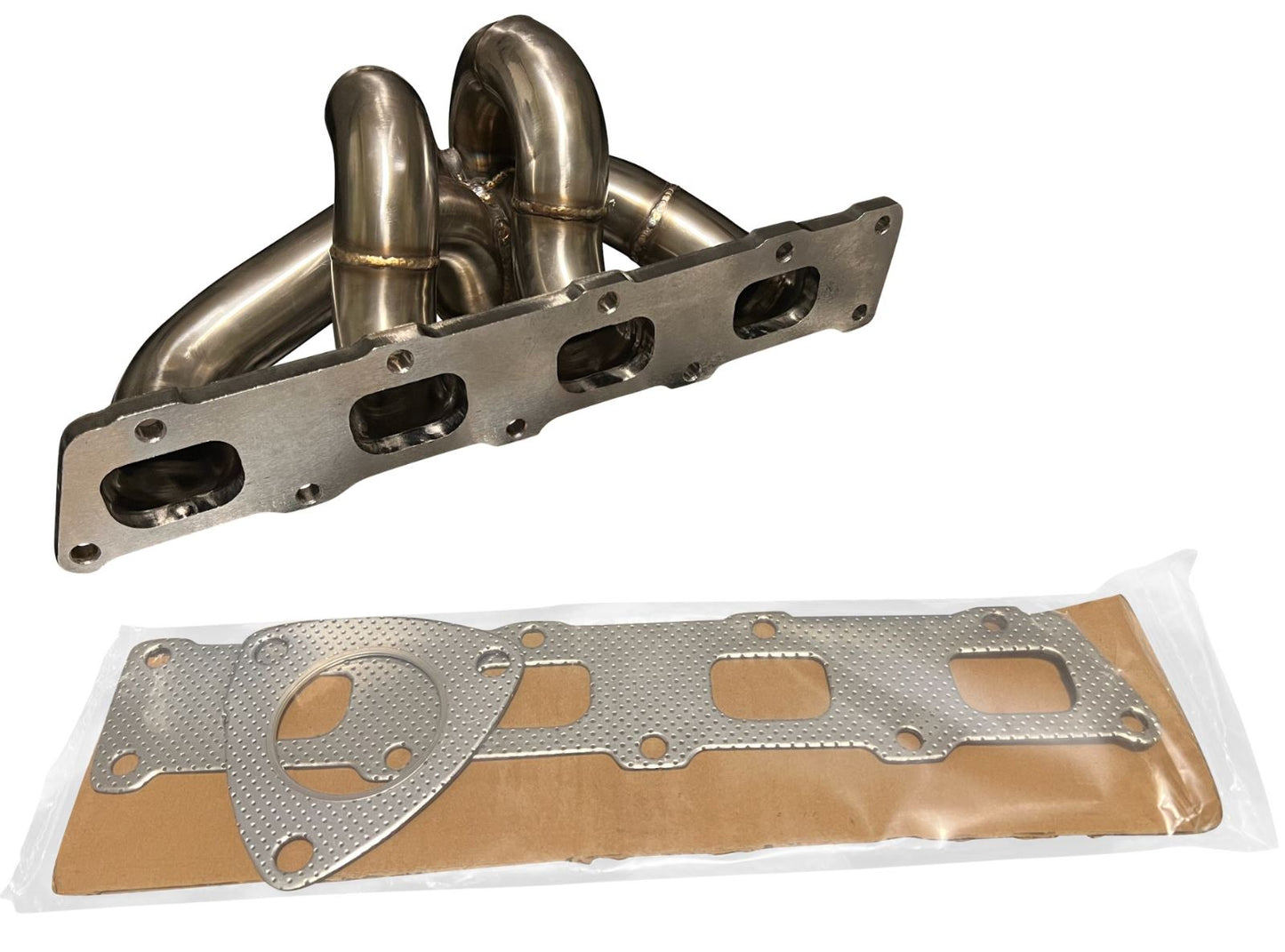 Polaris Slingshot Ramhorn Race Exhaust Manifold by Jack Spania Racing for 2.4L turbo engine, stainless steel construction.