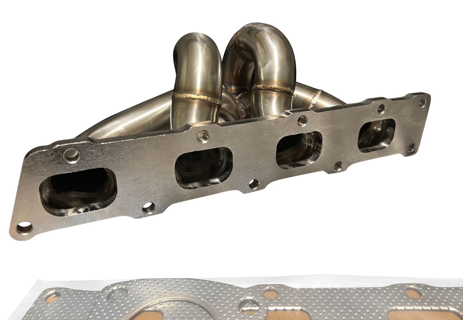 Jack Spania Racing Polaris Slingshot Ramhorn Race Exhaust Manifold header for 2.4L turbo engine, stainless steel construction.