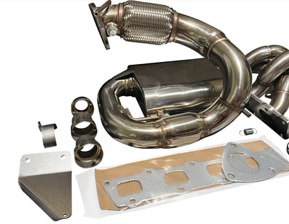 Jack Spania Racing Polaris Slingshot Ramhorn race exhaust manifold with turbo muffler and headers, high-performance exhaust parts.