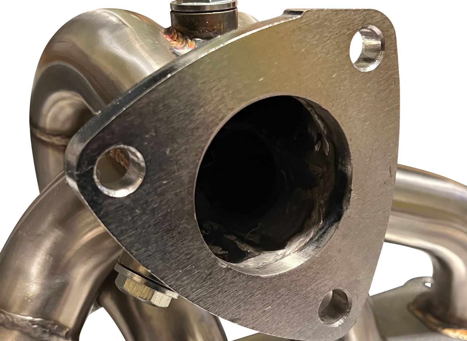 Jack Spania Racing Polaris Slingshot Ramhorn Race Exhaust Manifold with turbo and muffler, showing detailed metal components.