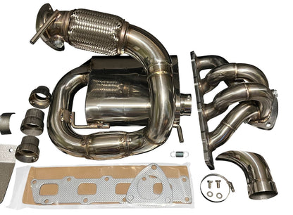 Jack Spania Racing Polaris Slingshot Ramhorn Race exhaust manifold with turbo muffler and header, designed for high-performance exhaust system.