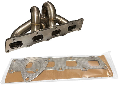 Jack Spania Racing Polaris Slingshot Ramhorn Race exhaust manifold with turbo and muffler, showcasing durable stainless steel construction.