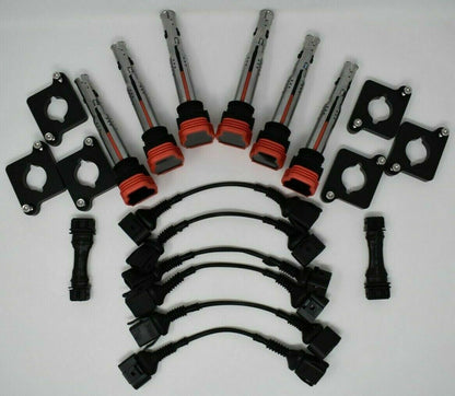 Audi 2.7T coil conversion harness and coilpack plates for S4 RS4 B5 engine, compatible with Jack Spania Racing ignition conversion kit.