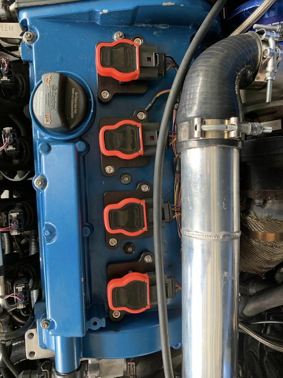 Audi 2.7T coil conversion harness and ICM removal kit for S4 RS4 B5 with coilpack plates by Jack Spania Racing.