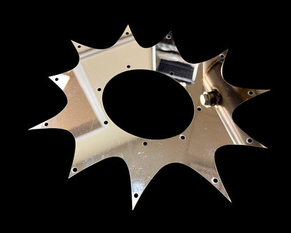 Universal exhaust plate hood exit fender bumper pipe shield for vehicles, by Jack Spania Racing, shown mounted on a car.