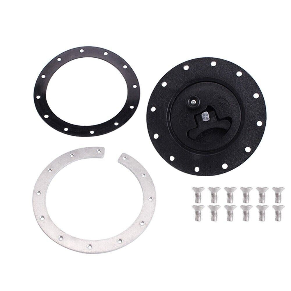 Jack Spania Racing replacement fuel cell gas tank filler cap with filler plate and fittings for engine fuel system.