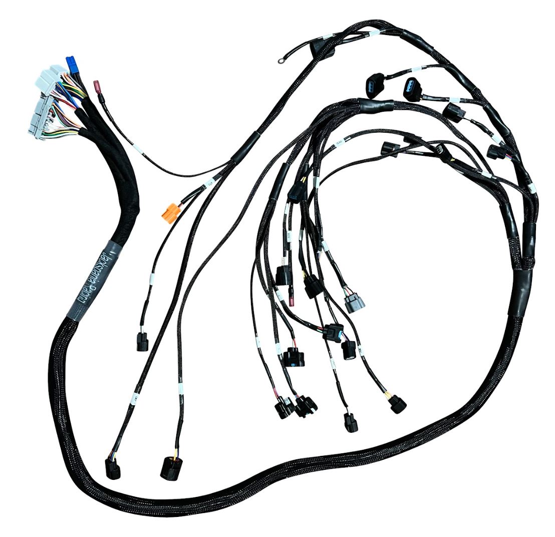 Jack Spania Racing K20 K24 Honda Acura K Series tucked engine harness for RSX 05-06, suitable for RHD and LHD vehicles.