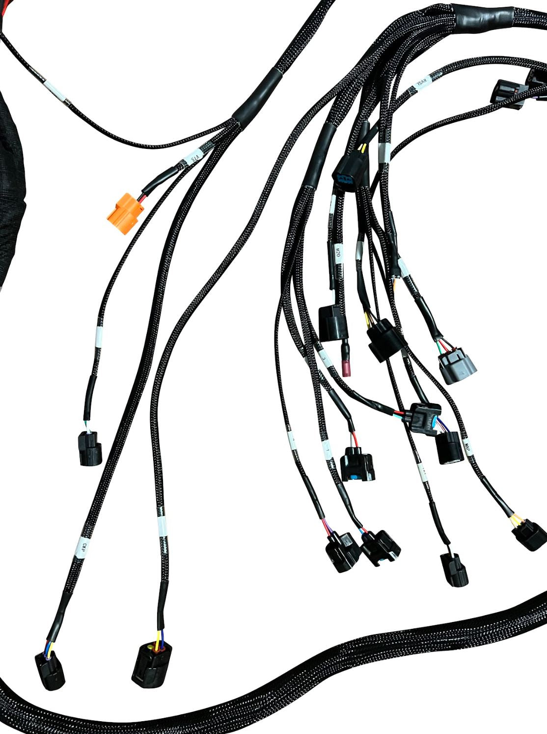 Jack Spania Racing K20 K24 K Series tucked engine harness for Honda Acura K swap, compatible with RSX 05-06, RHD and LHD vehicles.