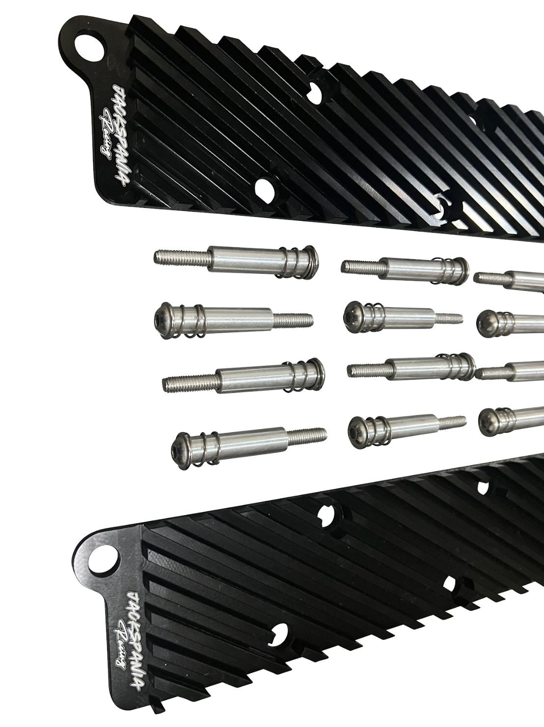 Jack Spania Racing 2.7T Conversion Coil Pack Hold Down Bracket Kit for Audi engine parts, showing the metal bracket and mounting hardware.