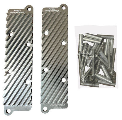 Audi 2.7T engine parts conversion coil pack hold down bracket kit by Jack Spania Racing, shown with metal brackets and mounting hardware.