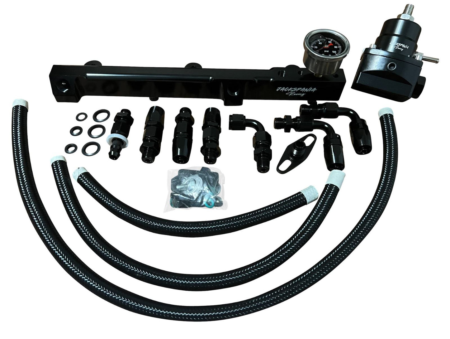 Jack Spania Racing H Series Tucked Fuel Pressure Regulator Gauge Rail Line for Honda Prelude engine parts.