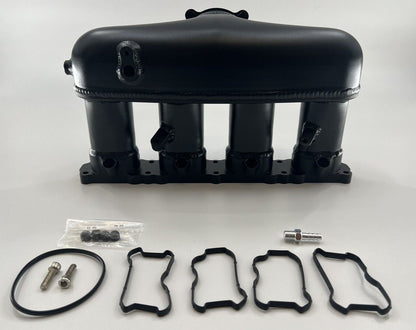 Engine intake manifold for VW Audi 1.8T and 2.0T, EA888 Gen 3, by Jack Spania Racing, showing the metal component with inlet ports.