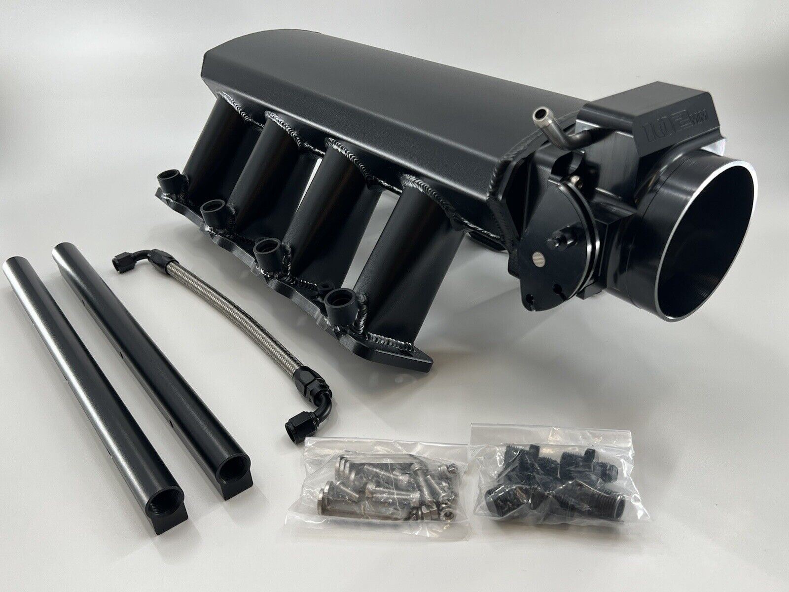 Chevrolet LS fabricated intake manifold throttle body for LS3 L92 engines, manufactured by Jack Spania Racing.
