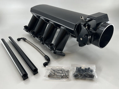 Chevrolet LS fabricated intake manifold throttle body for LS3 L92 engines, manufactured by Jack Spania Racing.