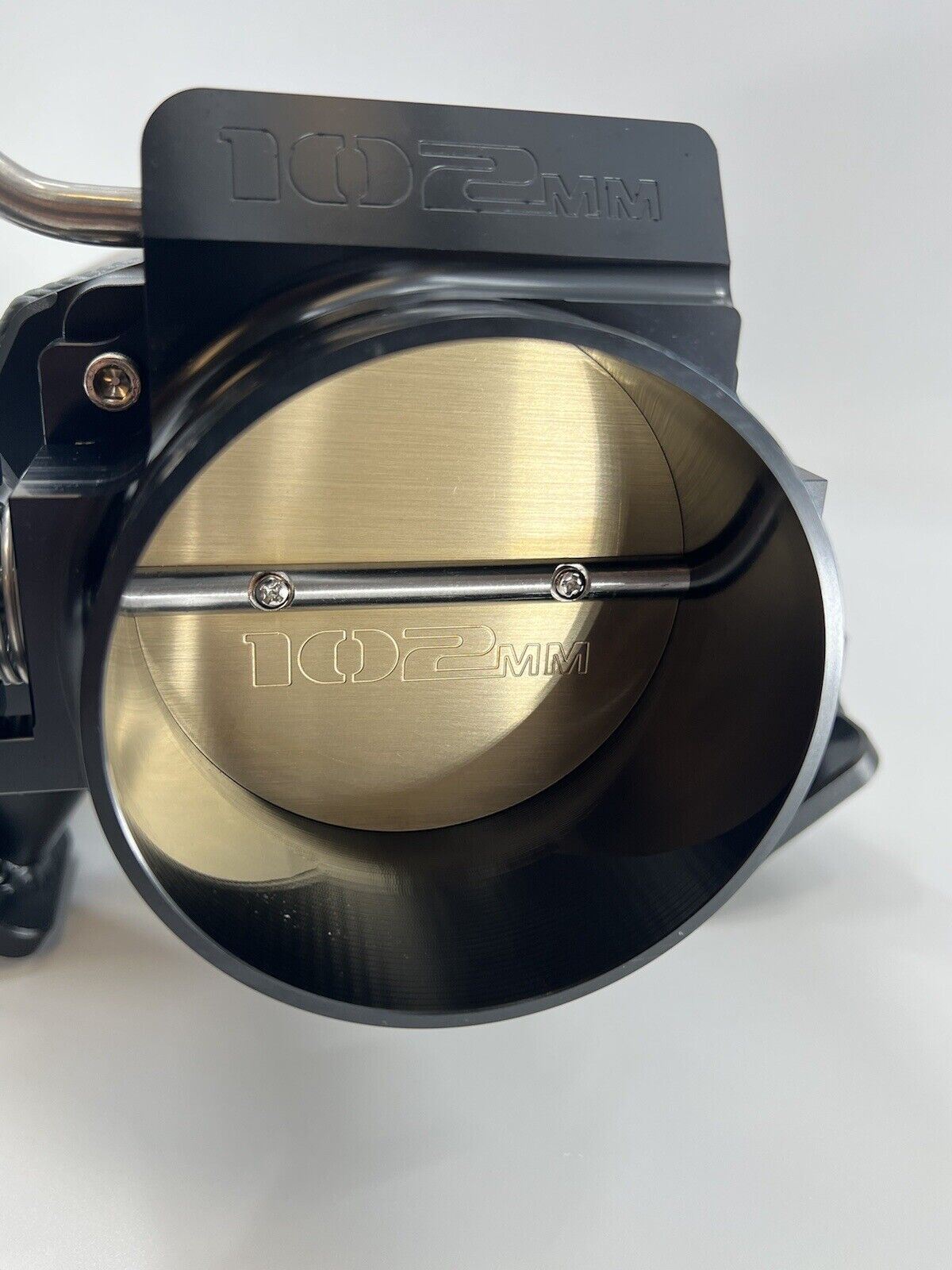Jack Spania Racing GM Chevrolet LS Fabricated Intake Manifold and Throttle Body for LS3 L92 engines, showing metal construction and mounting points.