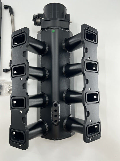 GM Chevrolet LS fabricated intake manifold and throttle body for LS3 and L92 engines by Jack Spania Racing, engine parts.