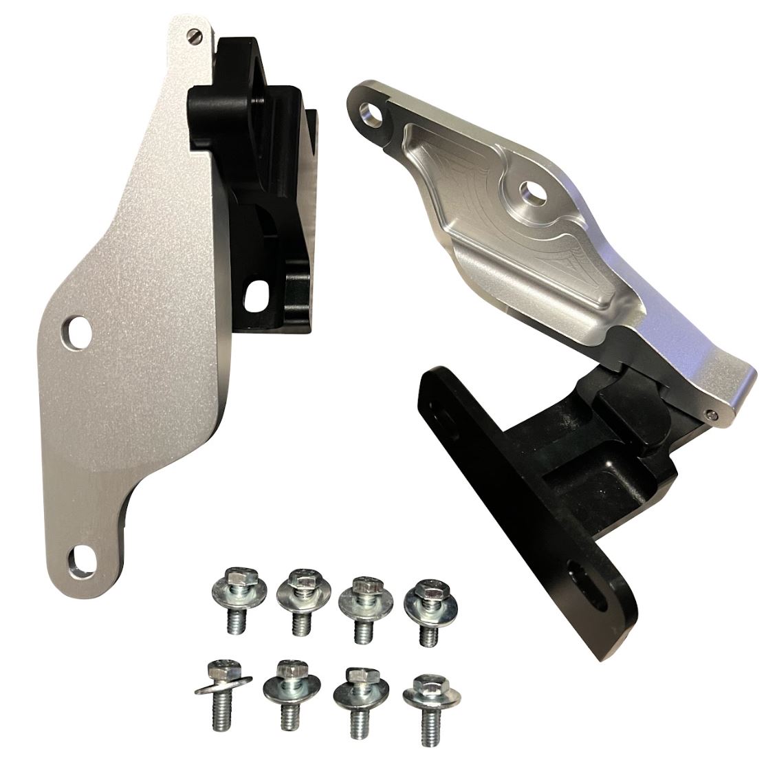 Billet aluminum quick hood hinge release latch for Honda Acura RSX by Jack Spania Racing, engine part with polished finish.