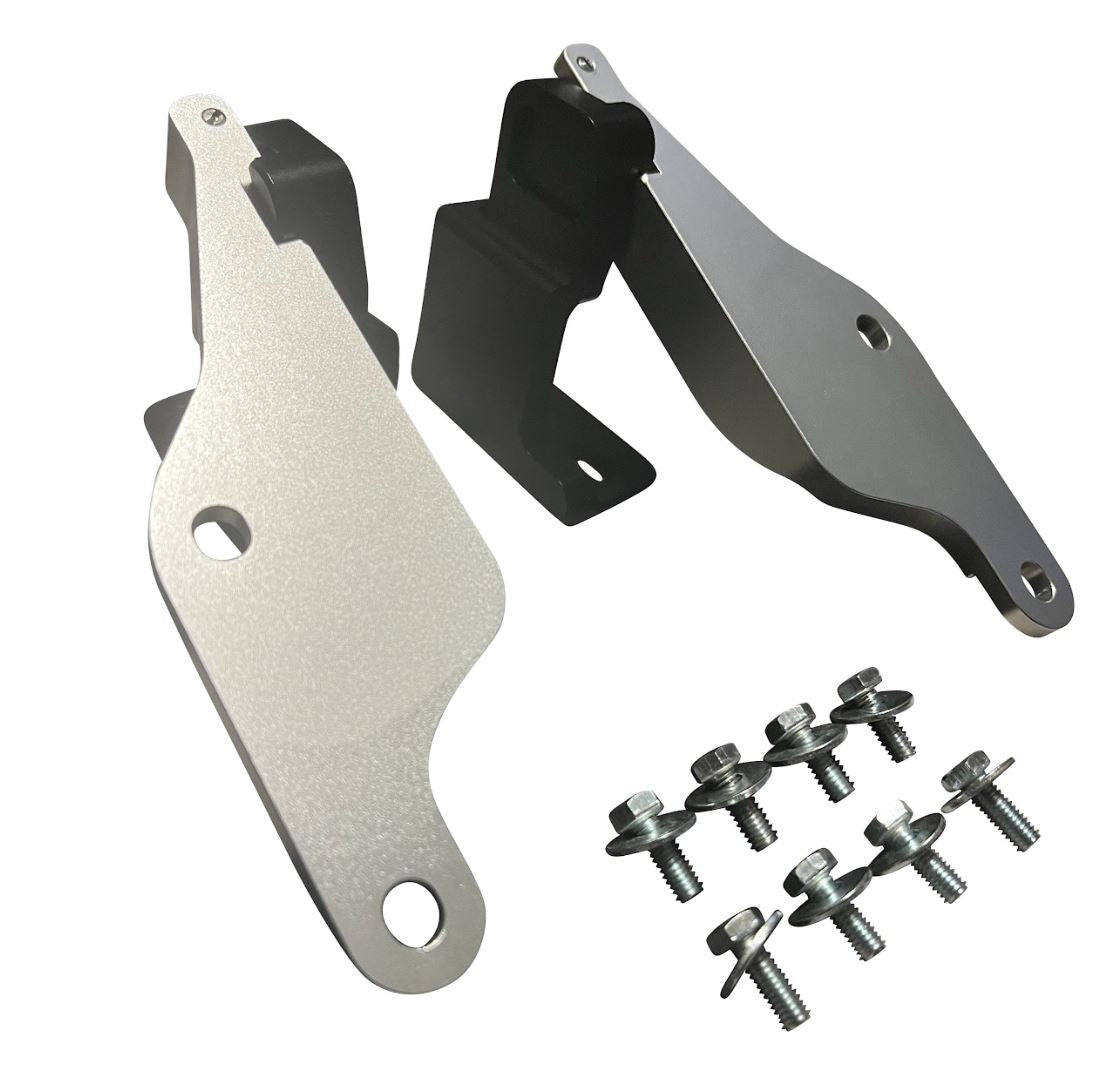 Billet aluminum quick hood hinge release latch for Honda Acura RSX engine parts by Jack Spania Racing, shown installed on vehicle.