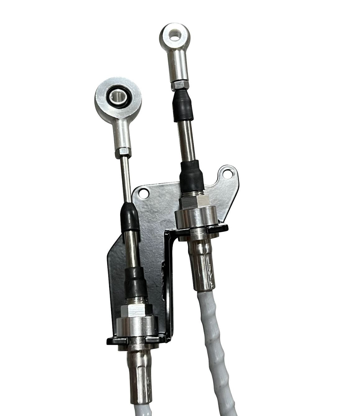 Jack Spania Racing K Series Shifter Box Cables for MR2 swap, compatible with K20 and K24 transmissions, automotive transmission parts.