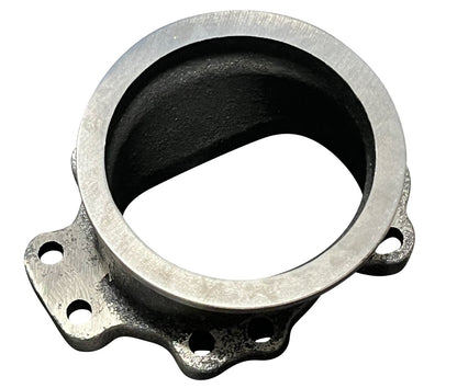 Jack Spania Racing GT25 GT28 3-inch to 8-bolt V-band turbo exhaust flange adapter for engine performance applications.