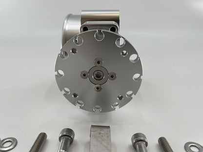 Jack Spania Racing 90mm throttle body with 4-inch hose coupling adapter for engine inlet, high-performance automotive part.