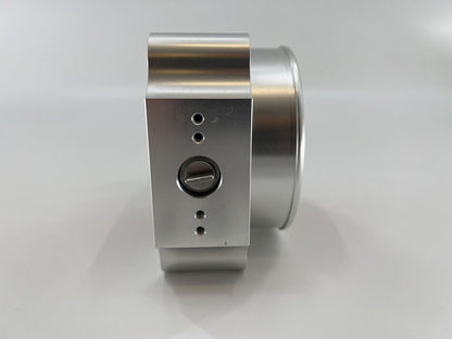 Jack Spania Racing 90mm throttle body with 4-inch hose coupling adapter and inlet for engine performance upgrades.
