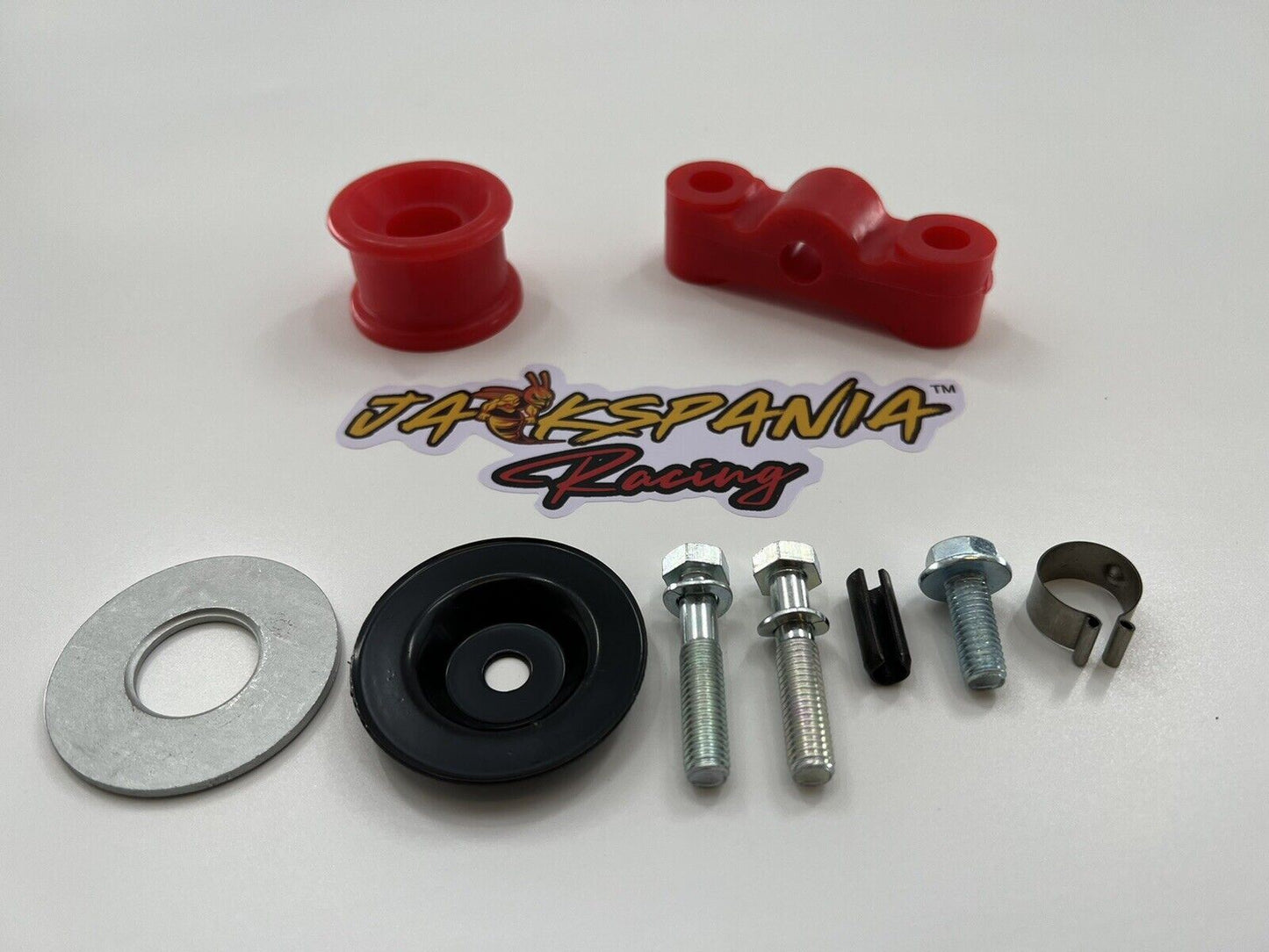 Jack Spania Racing polyurethane poly shifter bushings for Honda EG EK Si B Series suspension, shown in the image.