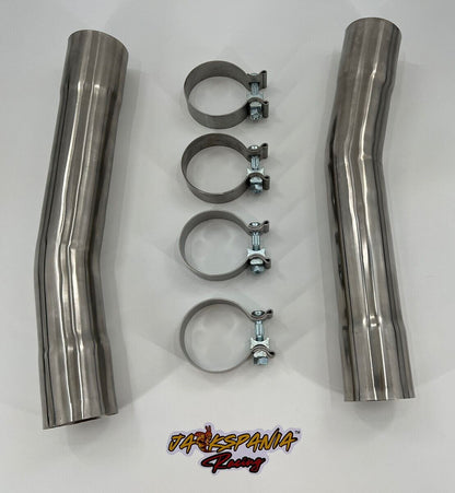 Jack Spania Racing mid muffler delete for Dodge Challenger and Charger SRT Scatpack Hellcat V8 engine parts, showing the exhaust modification.